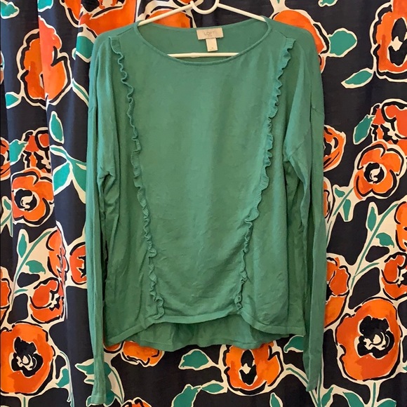 Green Loft Ruffle Sweater - Picture 2 of 5